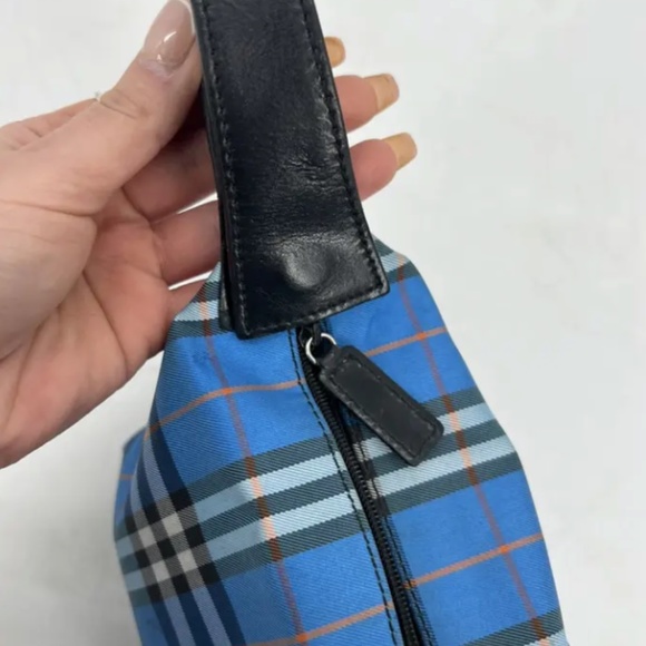 Burberry Blue and Black Plaid Mini Hobo Bag Rare - Picture 5 of 6
